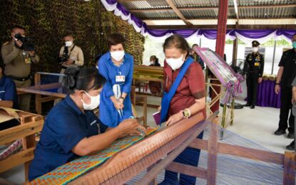 สมเด็จพระกนิษฐาธิราชเจ้า กรมสมเด็จพระเทพรัตนราชสุดา ฯ สยามบรมราชกุมารี เสด็จพระราชดำเนินไป ทรงติดตามการดำเนินโครงการผลิตพันธุ์ข้าวหอมมะลิ ๑๐๕ พระราชทาน ณ บ้านหนองแคน อำเภอสำโรงทาบ จังหวัดสุรินทร์  ในการนี้ ทอดพระเนตรการพัฒนาเสื่อกกของสมาชิกฯ เริ่มดำเนินการเมื่อปี ๒๕๖๑ จากเดิมทอเสื่อลายพื้นบ้าน จำหน่ายผืนละ ๑๐๐ บาท โครงการภัทรพัฒน์ ร่วมกับสถาบันเทคโนโลยีพระจอมเกล้าเจ้าคุณทหารลาดกระบัง เข้ามาพัฒนาลวดลาย เน้นความประณีต แนะนำเทคนิคการใช้สี พร้อมประยุกต์ทอกับเศษผ้า ออกแบบ และแปรรูปเป็นผลิตภัณฑ์ต่าง ๆ อาทิ ที่รองแก้ว, กระเป๋า, และประดับเฟอร์นิเจอร์ สามารถจำหน่ายในราคาที่สูงขึ้นกว่า ๑๐ เท่า