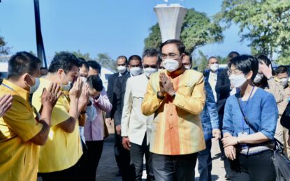 นายกฯ เป็นประธานร่วมพิธีวางศิลาฤกษ์ (Groundbreaking Ceremony) โครงการก่อสร้างสะพานมิตรภาพไทย-ลาว แห่งที่ 5 (บึงกาฬ-บอลิคำไซ)