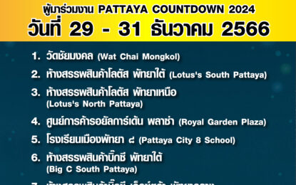 “เมืองพัทยา” ชี้เป้าจุดจอดรถฟรี!!! 13 แห่ง รองรับนักท่องเที่ยว งาน “MONO29 PATTAYA COUNTDOWN 2024”