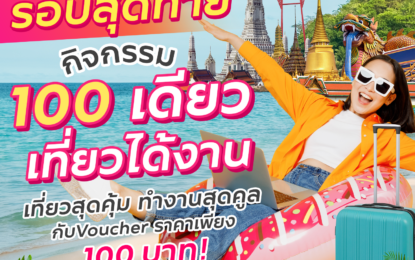 รอบสุดท้าย! กิจกรรม “100 เดียวเที่ยวได้งาน” จัด Voucher ท่องเที่ยวจากสถานประกอบการชั้นนำซื้อได้ในราคาเพียง 100 บาท