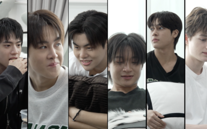 ไนซ์  ศิลปิน วง ATLAS ซุ่มดู  6 หนุ่ม MCHOICE TRAINEE   ในรายการ MCHOICE TRAINEE ROAD TO DEBUT ฝึกซ้อมการเต้นก่อนขึ้นโชว์สเตจจริง